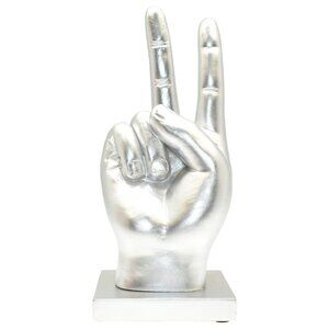 Adam & Friends Home Decor Peace Sign Sculpture | 1-Piece | Silver